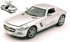MODELLINO AUTO NEW RAY STATICO MERCEDES SLS AMG 2010 SILVER MODELLISMO 1:24