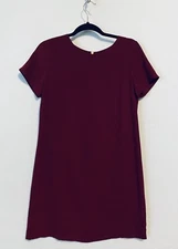 Lulus Dress Womens Small Red Shift And Shout Short Sleeve Exposed Zipper Boho