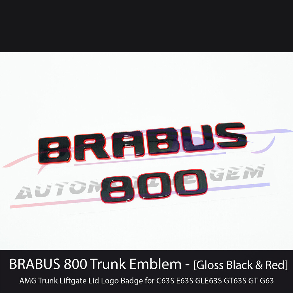 BRABUS 800 Emblem GLOSS BLACK RED Rear Trunk Luggage Lid Logo Tailgate Badge AMG