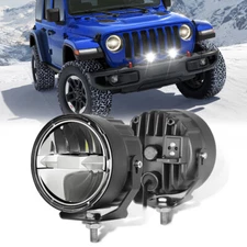 Pair 4" inch Round LED Fog Lights Driving Lamp For Jeep Wrangler JK TJ LJ Bumper