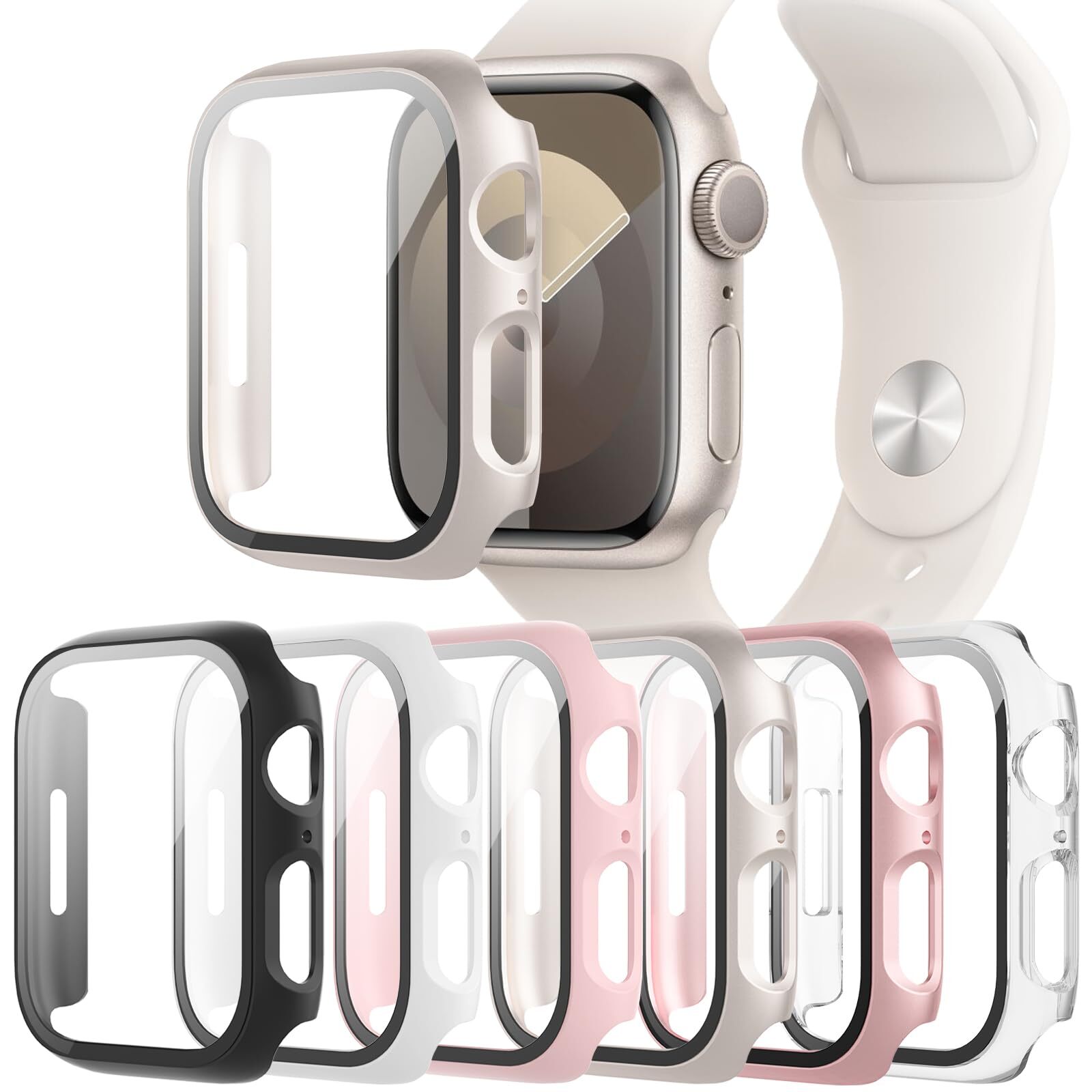 6-Pack Case Compatible with Apple Watch 40mm Series SE 2nd Gen 6 5 4 with Temper
