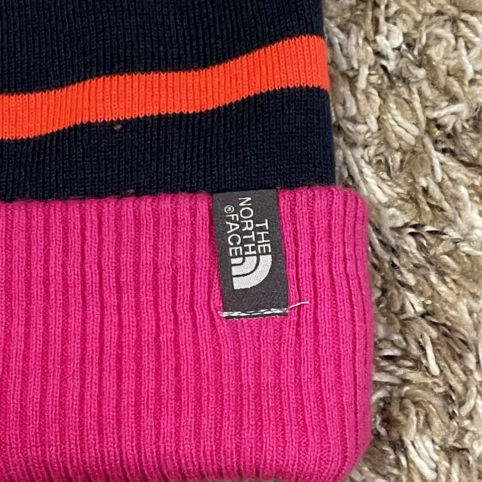 North Face зимние манжеты Beanie шляпа легкий ультра мягкий лыж розовый в полоску - Изображение 3 из 4