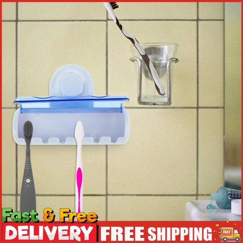 6 Racks Toothbrush Holder Lightweight with Lid Suction Cup Bathroom