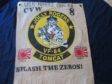 1980'S VF-84 JOLLY ROGERS FINAL COUNTDOWN SPASH THE ZEROS  BAR- READY ROOM  FLAG