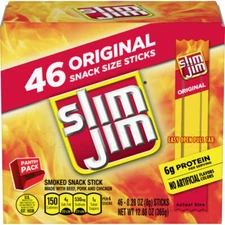 Slim Jim Smoked Snack Sticks with Beef, Pork & Chicken - Pack of 46