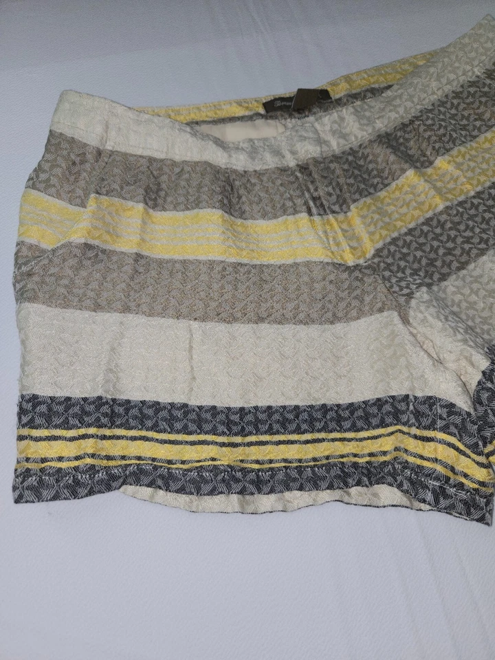 Pantalones Cortos Tommy Bahama 100% Seda Rayas Talla 4 Amarillo Crema Texturizado Suave Foto 3 de 4