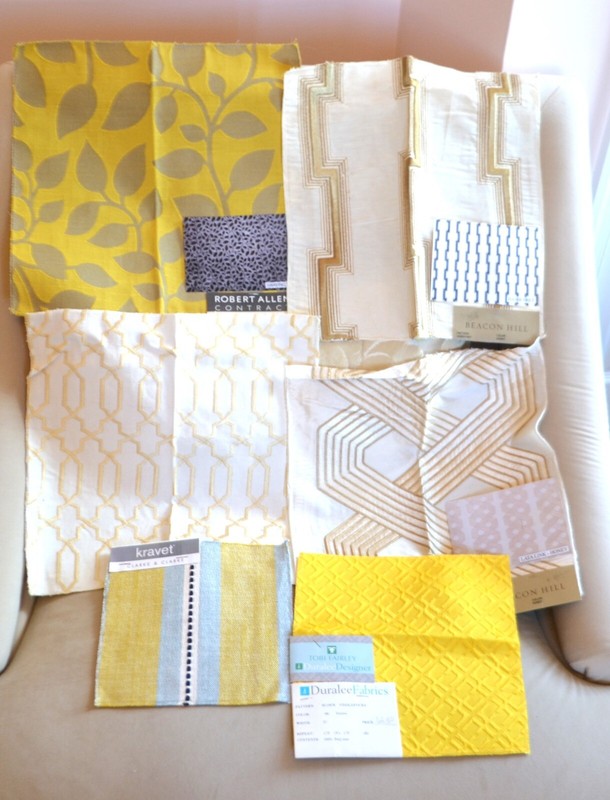 Variety of Discontinued High End Design Yellow Fabric Samples for Decorating