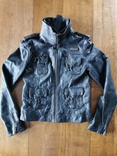 Leather Superdry Biker Military Jacket Excellent Quality Heavy