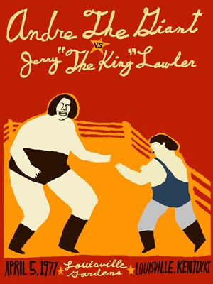 Andre The Giant vs Jerry The King Lawler Wrestling Wall Art Poster