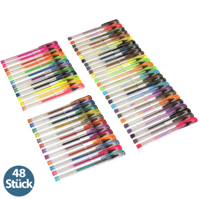 Gelschreiber Gelstifte Set 48 Farben inkl. Metallic Neon Pastell Glitter Gelpens