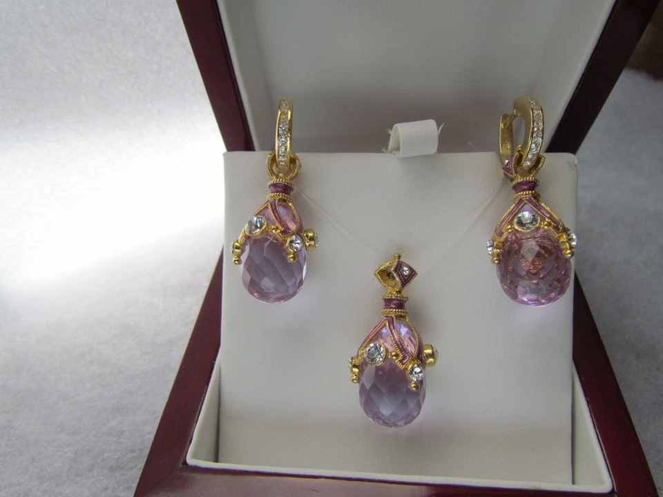 ALEXANDRITE EARRINGS & PENDANT SET HANDMADE RUSSIAN SOLID STERLING SILVER 925 - Image 4 of 4