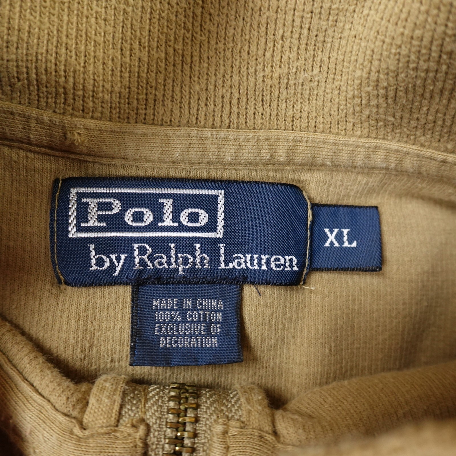 Maglione polo vintage Ralph Lauren uomo XL marrone pony maglia pullover zip felpa RL