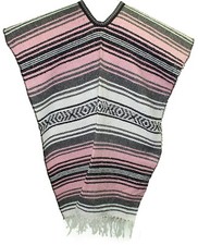 Traditional Mexican Poncho - PINK - ONE SIZE FITS ALL Blanket Serape Gaban