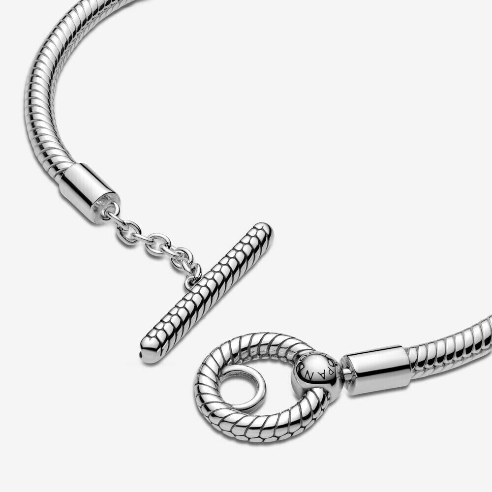 Pandora Moments Silver T-Bar Snake Chain Bracelet 599082C00-16cm