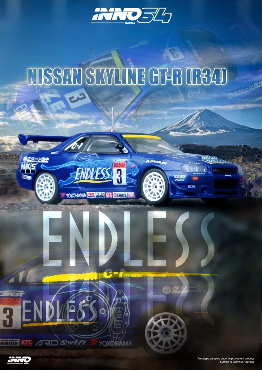 In Stock) INNO64 1/64 NISSAN SKYLINE GT-R (R34) #3 ENDLESS