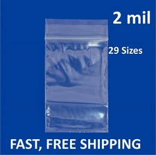 Clear Reclosable Zip Seal 2Mil Bags Poly Baggies Jewelry Plastic 2 Mil Top Lock