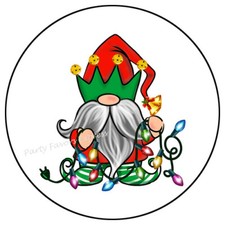 30 GNOME CHRISTMAS ELF ENVELOPE SEALS LABELS PARTY FAVORS STICKERS 1.5"