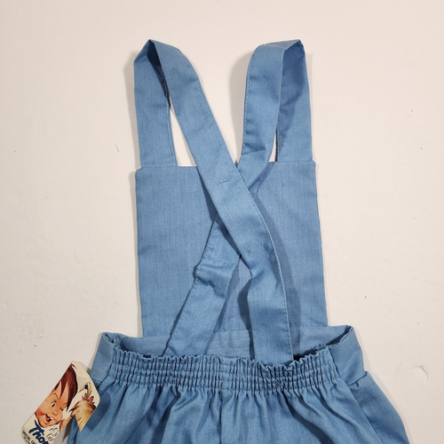Vintage 70s Overalls Girls Blue 3T Applique Mushroom Boho Woodland Farm Hippie - Picture 9 of 10