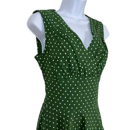 Unique Vintage Dress Women Small 4 Green White Polka Dot 1950s Pinup Retro - Picture 3 of 11