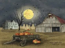 Billy Jacobs Spooky Harvest Moon Farm Paper Art Print-16 x 12