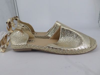 Truffle Collection Knöchel-Espadrilles Metallic Gold Nieten UK 8 Box001 AA 10