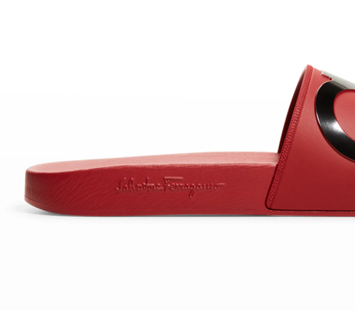 Salvatore Ferragamo Groove 2 Gancini Slides Rouge Red Size 8 Men Italy NEW - Picture 12 of 12