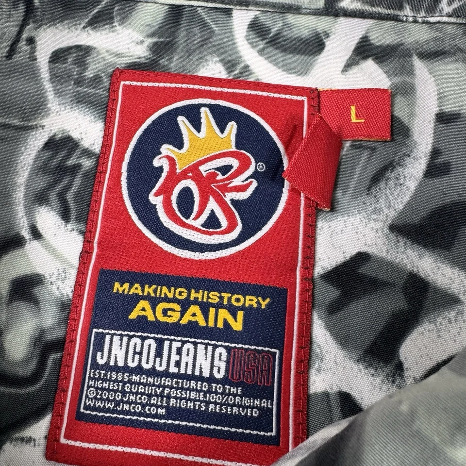 JNCO Y2K VTG L/S Graffiti AOP Polyester Button Front Size Large - Image 3 of 4