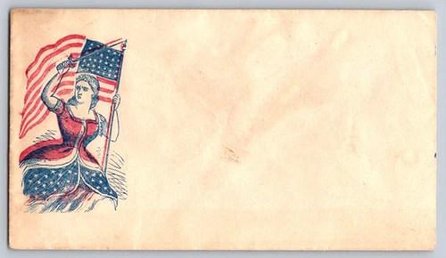 Civil War Patriotic Lady Cover Flag Figure Small Union Era Envelope Antique