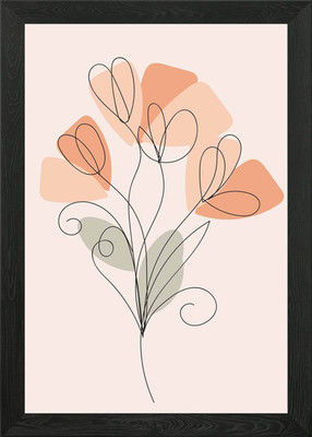 Handgezeichnete Blumenlinien gerahmtes Wandbild Poster Leinwanddruck Bild