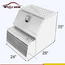 25"x28"x24" Aluminum Side Mount Semi Truck Tool Box Saddle Step Open Wide Design
