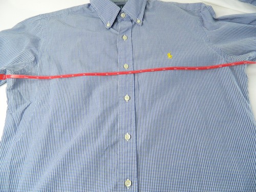 Camisa Ralph Lauren Para Hombre Mediana Azul Guinga Ajuste Personalizado Botones Manga Larga - Imagen 8 de 10