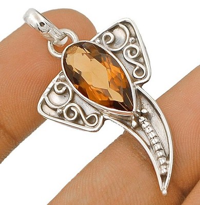 Natürlicher 3 kt Rauchtopas 925 massiv Sterlingsilber Anhänger