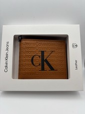 Portafoglio Calvin Klein Jeans pelle RFID marrone logo CK nuovo con scatola