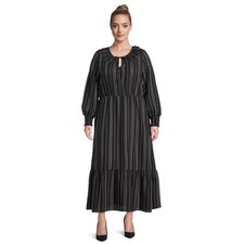 TERRA & SKY - PLUS SIZE: OX - Tiered Elastic Waist Long Sleeve Maxi Dress - NEW!