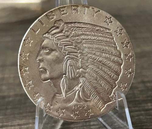 VINTAGE INCUSE NATIVE AMERICAN CHIEF, 1 OZ FINE SILVER ROUND