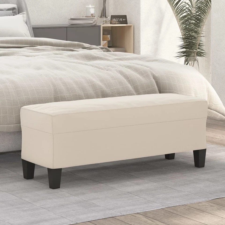 Banc Gris Clair 100x35x41 cm Tissu Microfibre Ottoman Siège Banquette vidaXL - Photo 3/4