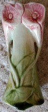 Small Antique Art Nouveau Ceramic Floral Vase VGC Pink Green Cream Colour 10.5cm