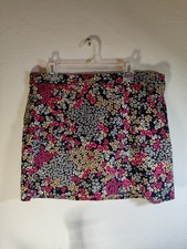 Rafaella Skort Black Floral Viscose Spandex Elastic Waist Sz XXL/2XL Waist 38"