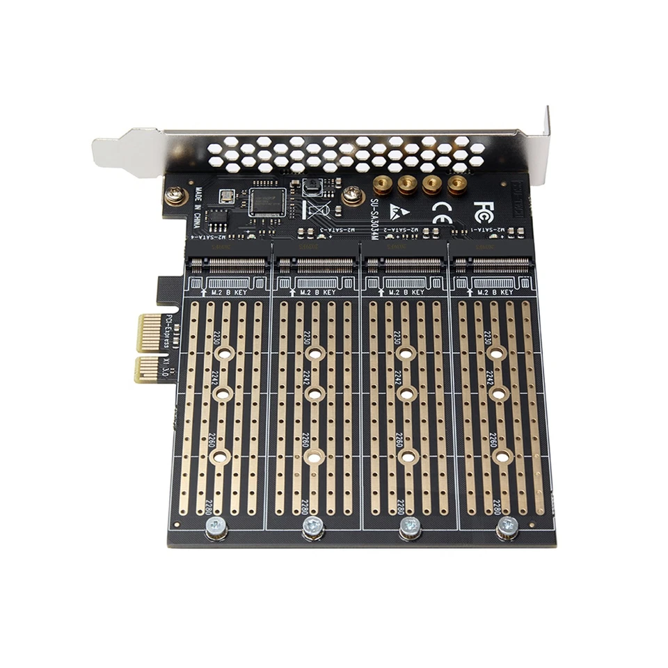 PCIE to M2 Adapter PCI Express X1 3.0 4 Ports B Key M.2 NGFF SATA SSD Adapter - Image 3 of 4