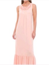 NWT Cupio Pink Embroidered Boho Beachy Tunic Stretch Sleeveless Maxi Size M