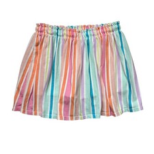 Cat  Jack Skirt Girls Large 10/12 Rainbow Striped Pull On Shorts Lined Pastel