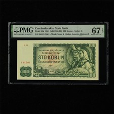 1961 Czechoslovakia State Bank 100 Korun Pick#91k PMG 67 EPQ Superb Gem UNC