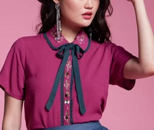 Her Universe Studio Ghilbi Howl's Moving Castle Blouse M Embroidered Floral NEW