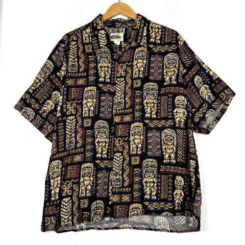 Camisa hawaiana con botones Art of Eddy Y by Reyn Spooner para hombre vintage XL Tiki AOP - Imagen 1 de 7