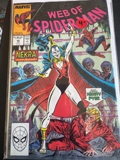 Web of Spider-Man #46 (1989) Marvel NEKRA Henry Pym Guest VF+ Key Bronze Age