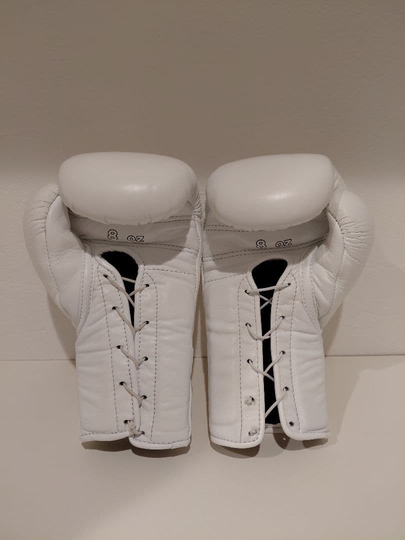 Winning Boxing Gloves 8oz MS200 White Pro Lace Up Type Used Japan