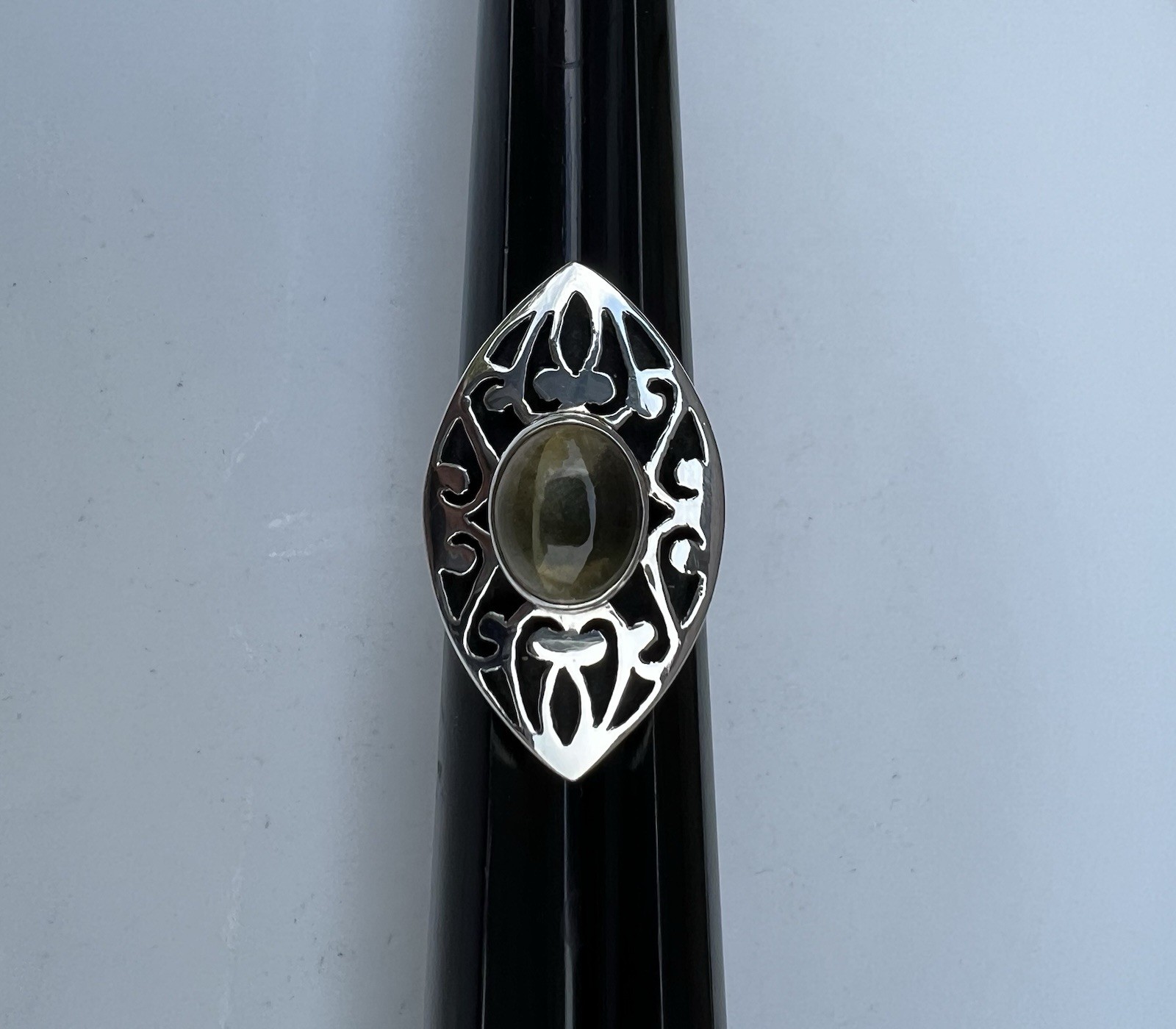 Artisan Crafted Sterling Silver Scroll Citrine Ri… - image 1