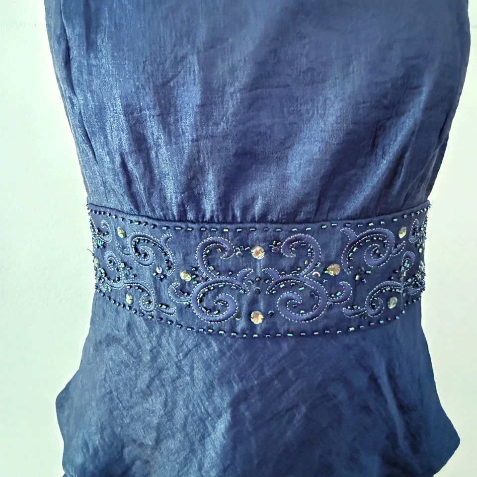 Vestido vintage Y2K con cuentas volantes pétalos para mujer 10 caprichosos hadas noche formal Foto 4 de 4