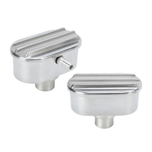 Ι Aluminum Valve Cover Breather PCV Combo Kit Finned Oval Polished 6100FP For - Picture 8 of 12