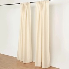 BEIGE 2 Drapery Panels 8 ft Polyester Backdrop CURTAINS Rod Pockets Party Events